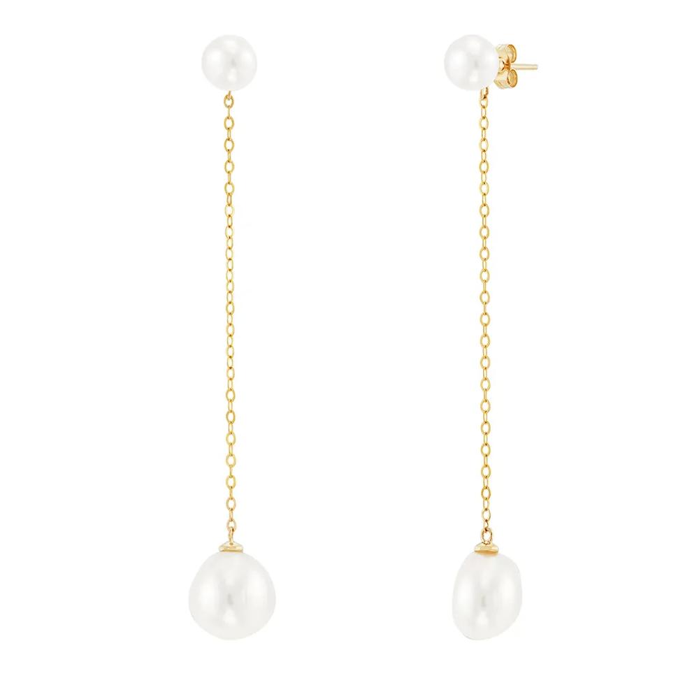 Pearl Drop Earrings in 10K Yellow Gold – Image 1 of 1