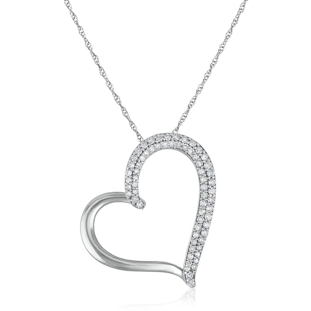 Diamond Heart Pendant in 10K White Gold (1/3 ct. tw.) – Image 1 of 3