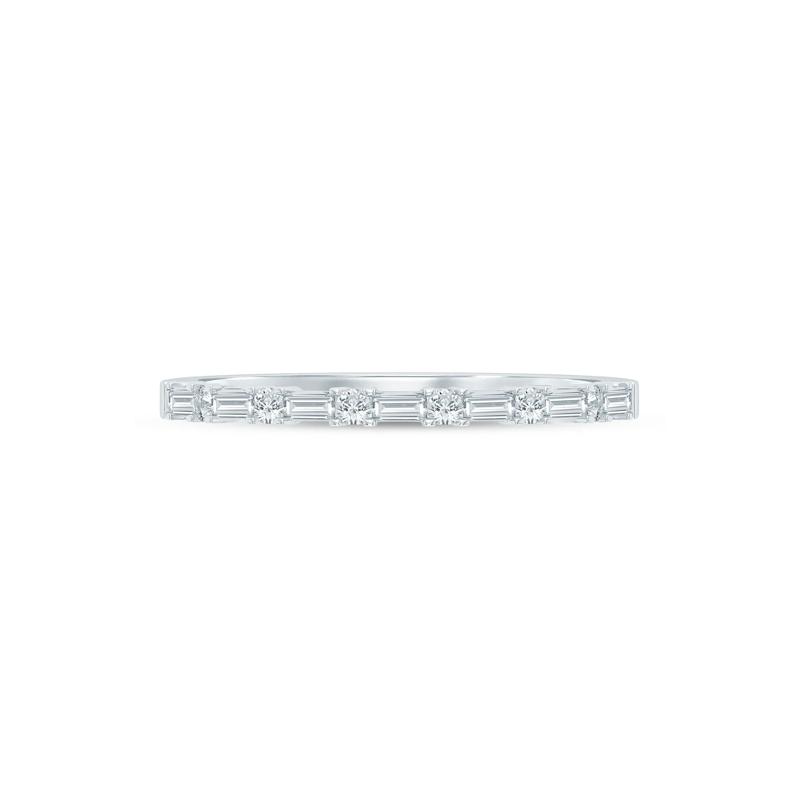 Lab Grown Diamond Baguette and Round Band in 10K White Gold &#40;1/4 ct. tw.&#41; – Image 1 of 3