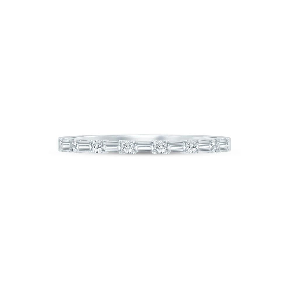 Lab Grown Diamond Baguette and Round Band in 10K White Gold (1/4 ct. tw.) – Image 1 of 3
