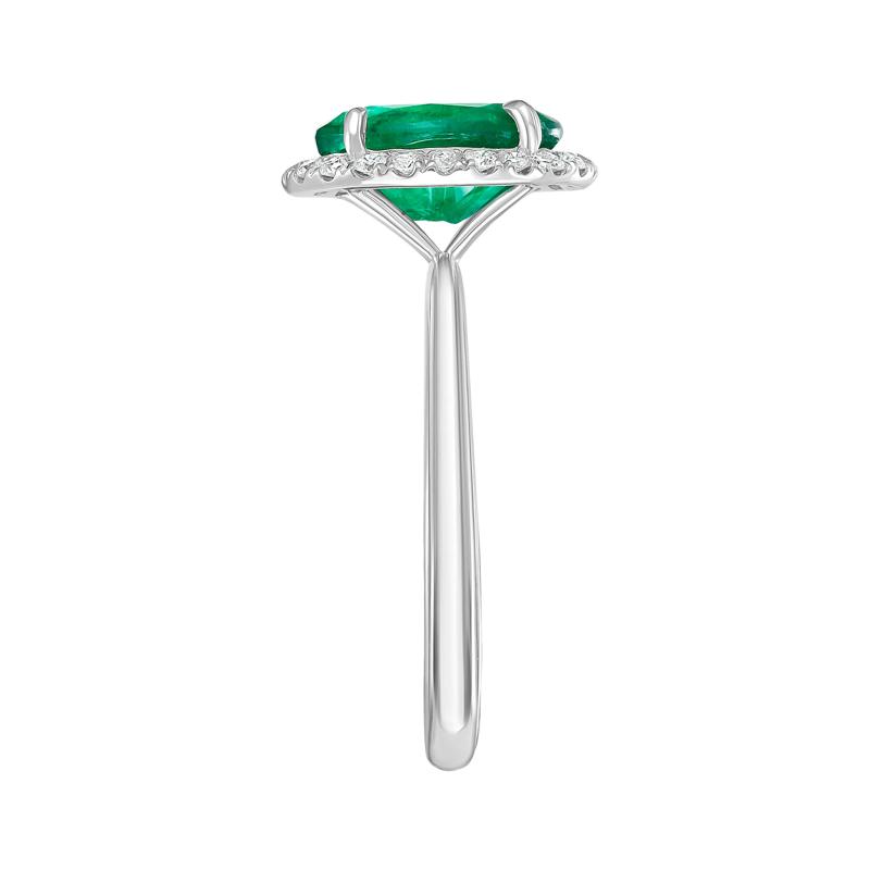 Emerald Oval &amp; Diamond Halo Ring in 14K White Gold &#40;1/5 ct. tw.&#41; – Image 3 of 3