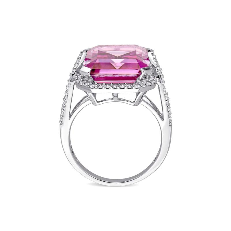 Pink Topaz and Diamond Ring in 14K White Gold &#40;1/2 ct. tw.&#41; – Image 2 of 8