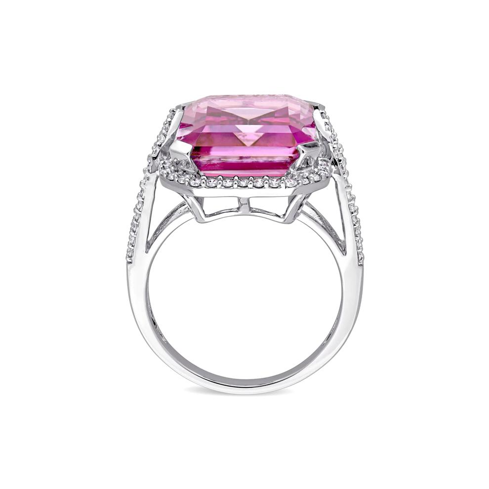 Pink Topaz and Diamond Ring in 14K White Gold (1/2 ct. tw.) – Image 2 of 8