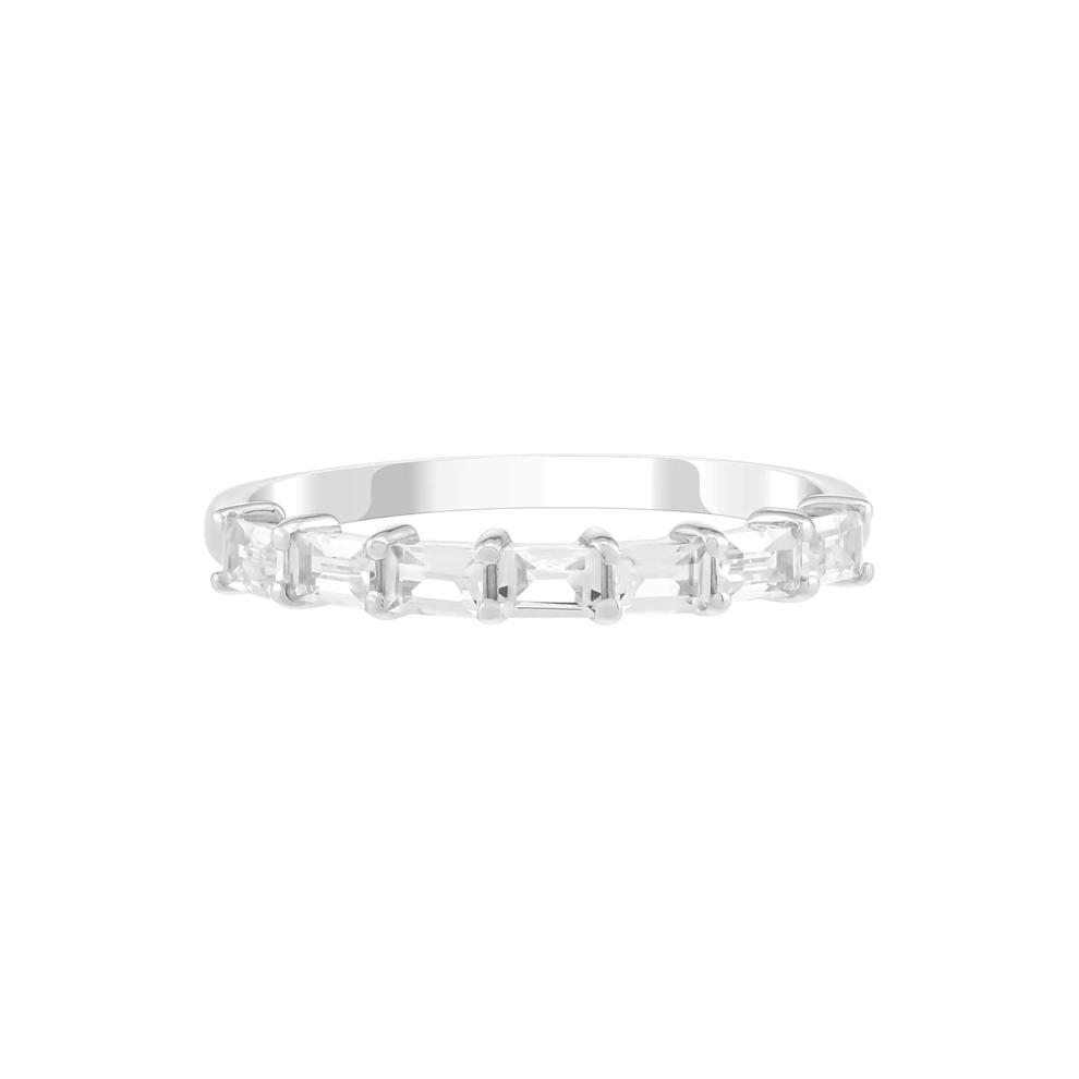 Lab-Created White Sapphire Baguette Stack Ring in Sterling Silver – Image 1 of 3