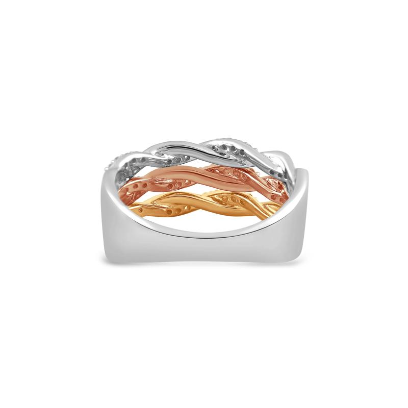 Diamond Three-Row Twist Band in Sterling Silver and 10K Rose and Yellow Gold &#40;1/3 ct. tw.&#41; – Image 5 of 5