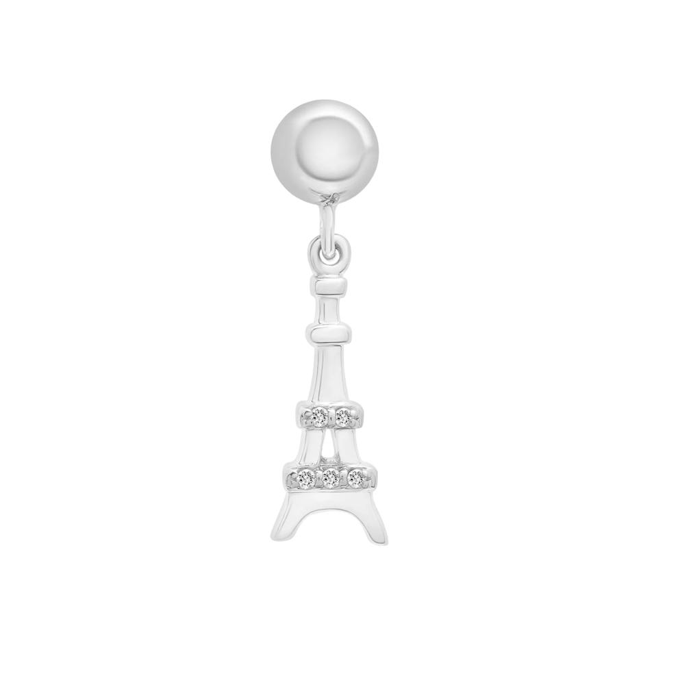Diamond Accent Eiffel Tower Bead Charm in Sterling Silver – Image 1 of 3