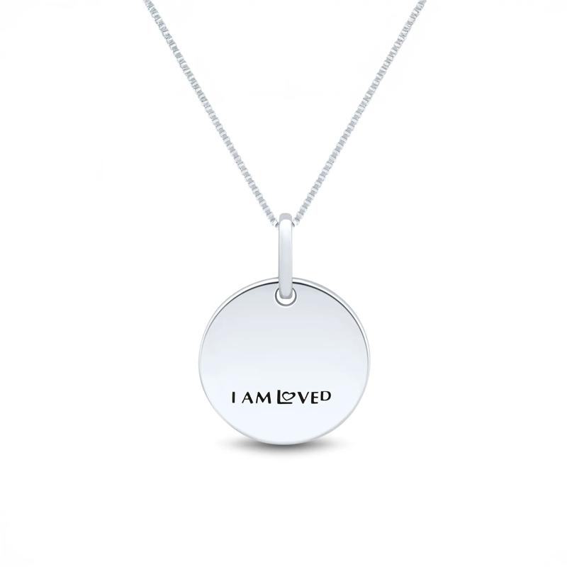 Diamond Accent Love Medallion Pendant in Sterling Silver &amp; 14K Rose Gold – Image 2 of 4