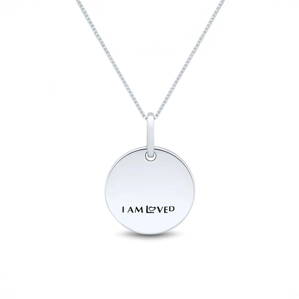 Diamond Accent Love Medallion Pendant in Sterling Silver &amp; 14K Rose Gold – Image 2 of 4