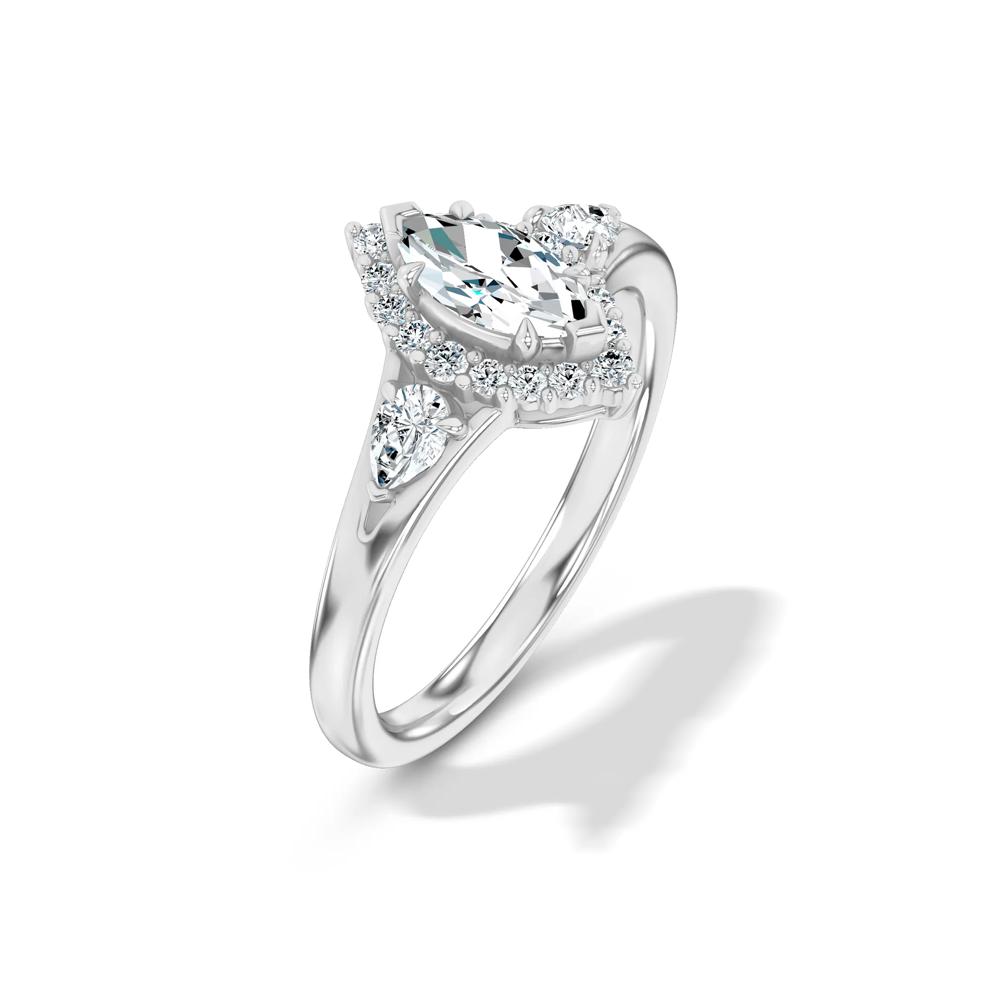 Diamond Marquise Center Halo Engagement Ring in 14K White Gold (7/8 ct. tw.) – Image 4 of 4