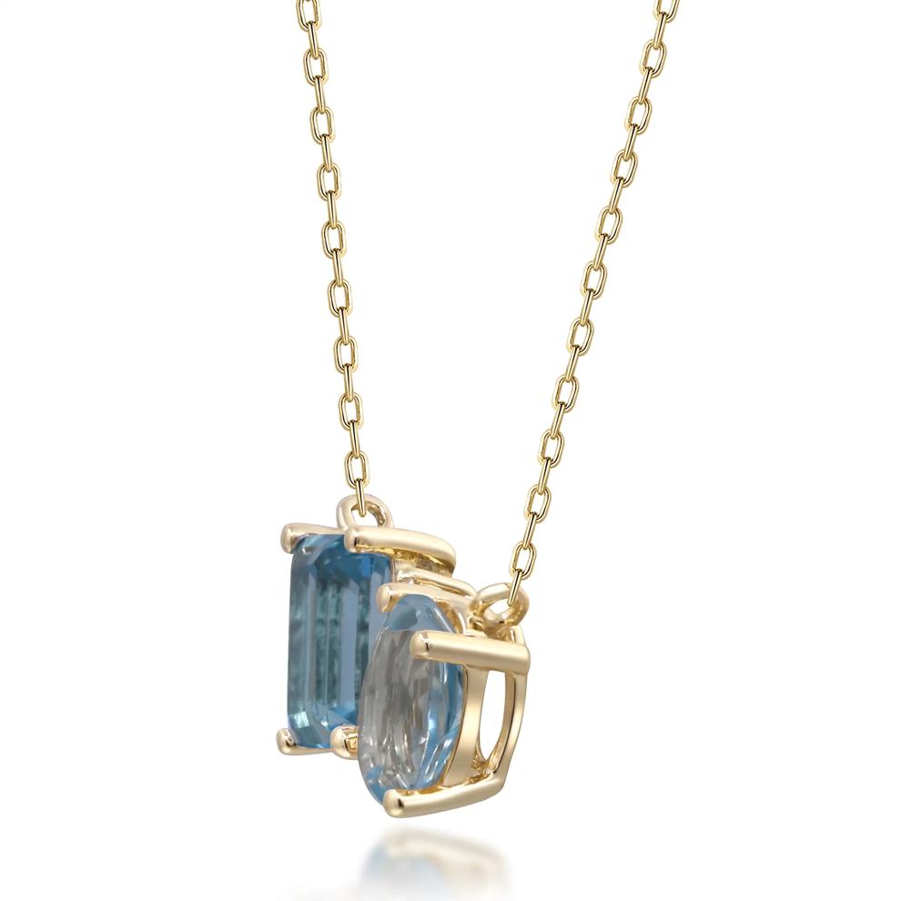 Blue Topaz and Diamond Accent Pendant Necklace in 10K Yellow Gold – Image 2 of 3