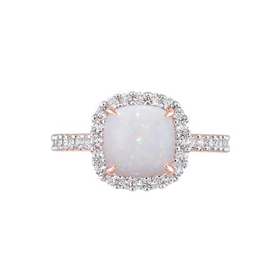 Opal & White Topaz Ring in 10K Rose Gold