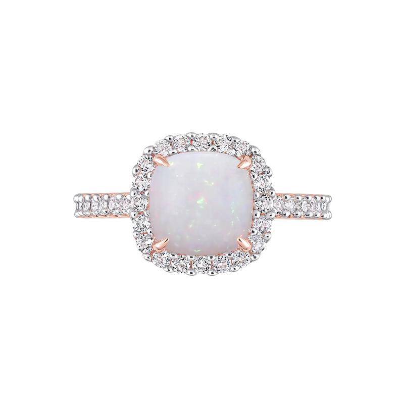Opal &amp; White Topaz Ring in 10K Rose Gold – Image 1 of 5