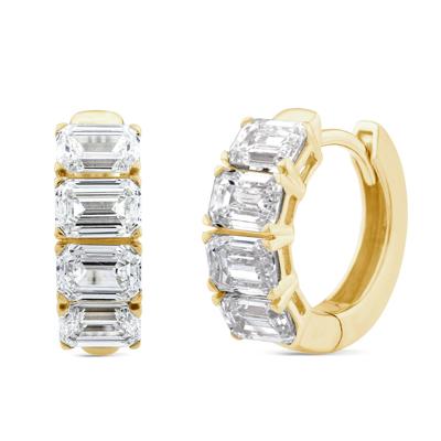 Lab Grown Diamond Emerald-Cut Huggie Hoop Earrings in 14K Yellow Gold (2 1/2 ct. tw.)