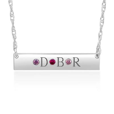 custom initial necklace with personalized gemstones (1-3 stones) in Sterling Silver