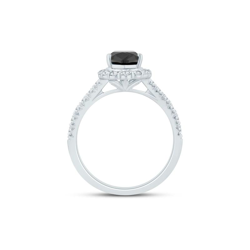 Pear-Shaped Black and White Diamond Engagement Ring in 14K White Gold – Image 2 of 3