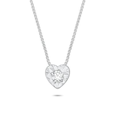 Diamond Accent Solitaire Pendant Necklace in Sterling Silver