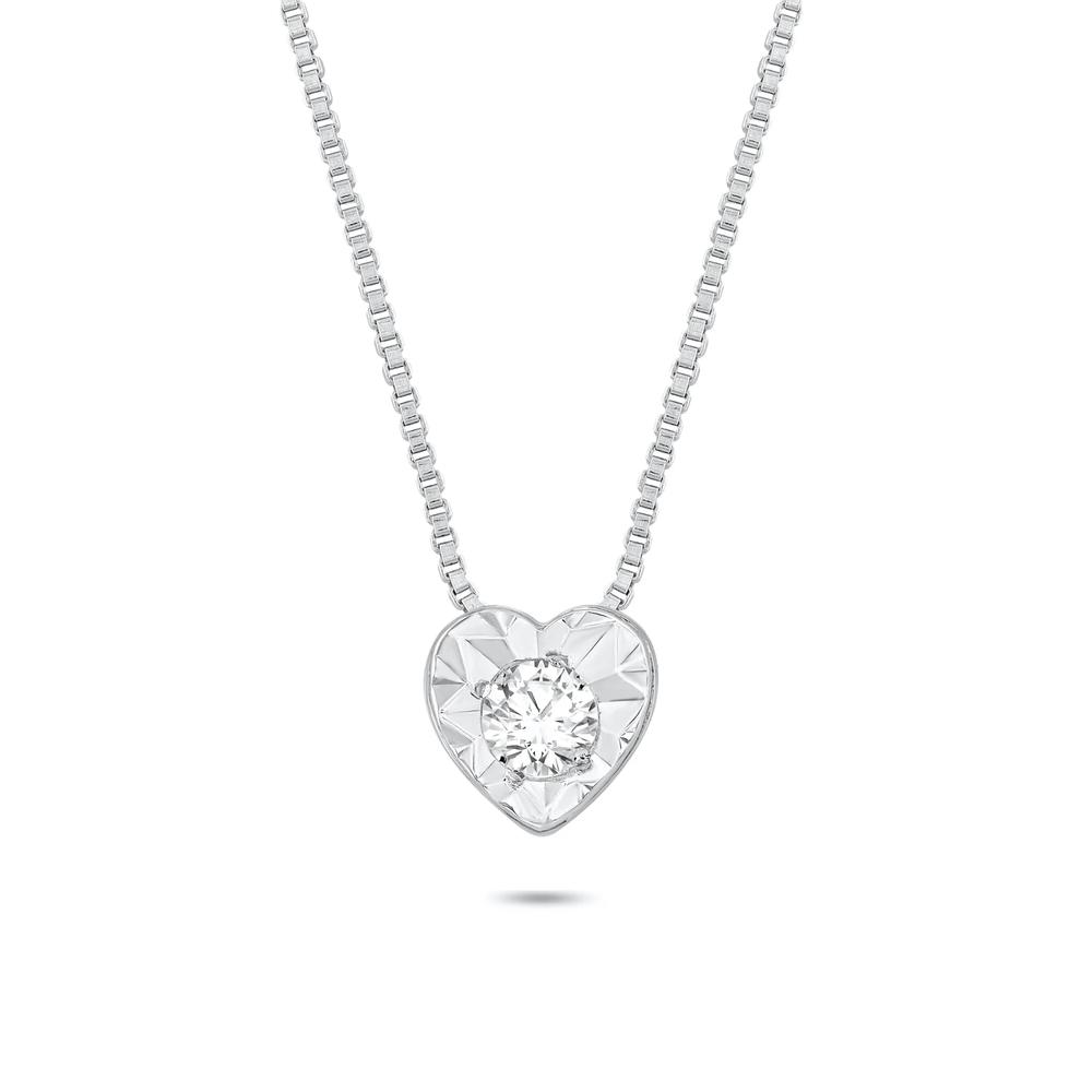 Diamond Accent Solitaire Pendant Necklace in Sterling Silver – Image 1 of 4