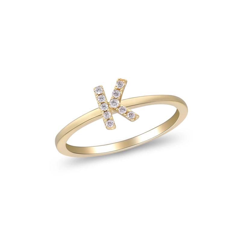 Diamond Accent "K" Initial Ring in 10K Yellow Gold – Image 4 of 5