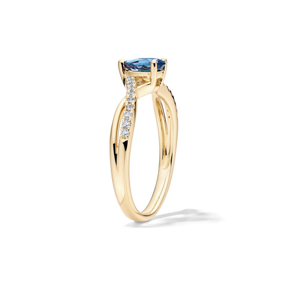 Lab-Created Alexandrite and Diamond Ring in 10K Yellow Gold Ring – Image 3 of 4