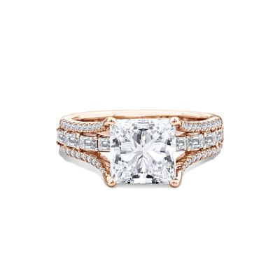 Lab Grown Diamond Princess-Cut Center Engagement Ring in 10K Rose Gold (3 3/4 ct. tw.)