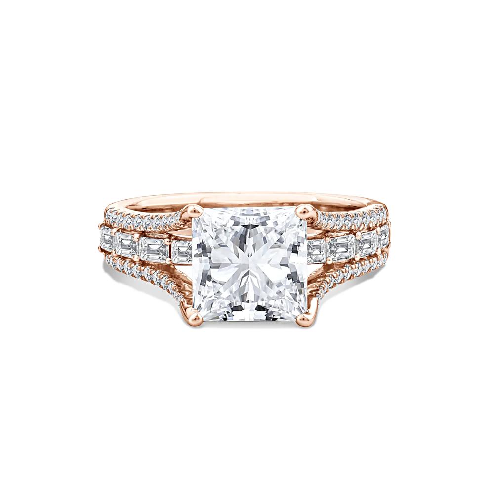 Lab Grown Diamond Princess-Cut Center Engagement Ring in 10K Rose Gold (3 3/4 ct. tw.) – Image 1 of 4