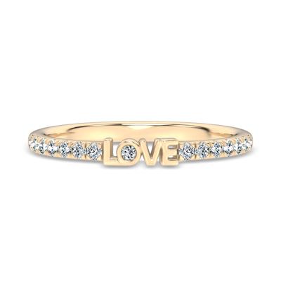 Diamond "Love" Stack Band in 10K Yellow Gold (1/7 ct. tw.)
