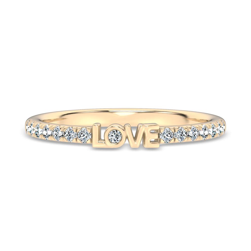 Diamond "Love" Stack Band in 10K Yellow Gold (1/7 ct. tw.) – Image 1 of 4
