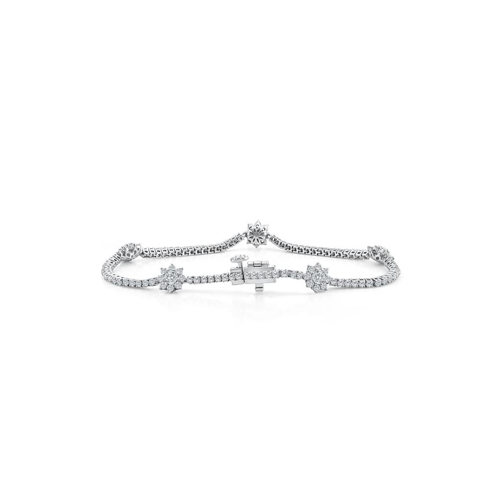 Lab Grown Diamond Starburst Cluster Line Bracelet in 14K White Gold (3 ct. tw.) – Image 2 of 2
