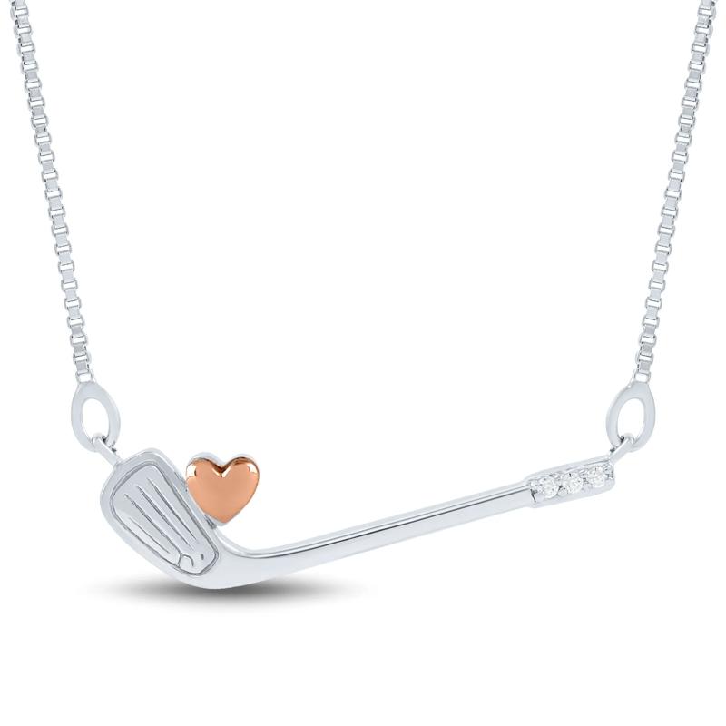 Diamond Accent Golf Club Pendant in Sterling Silver and 14K Rose Gold – Image 1 of 4