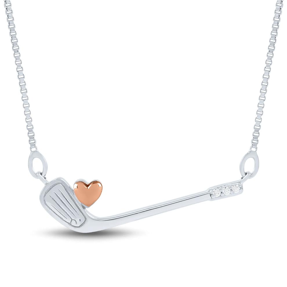 Diamond Accent Golf Club Pendant in Sterling Silver and 14K Rose Gold – Image 1 of 4