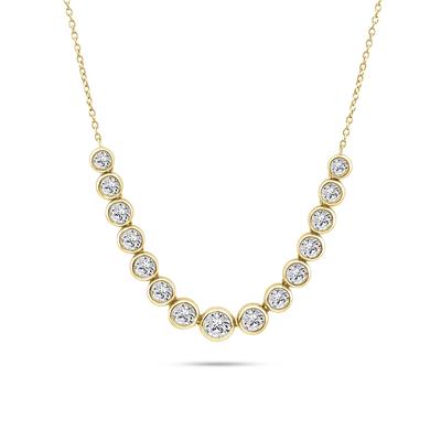 Lab Grown Diamond Graduated Bezel Front Necklace in 14K Yellow Gold (3 ct. tw.)