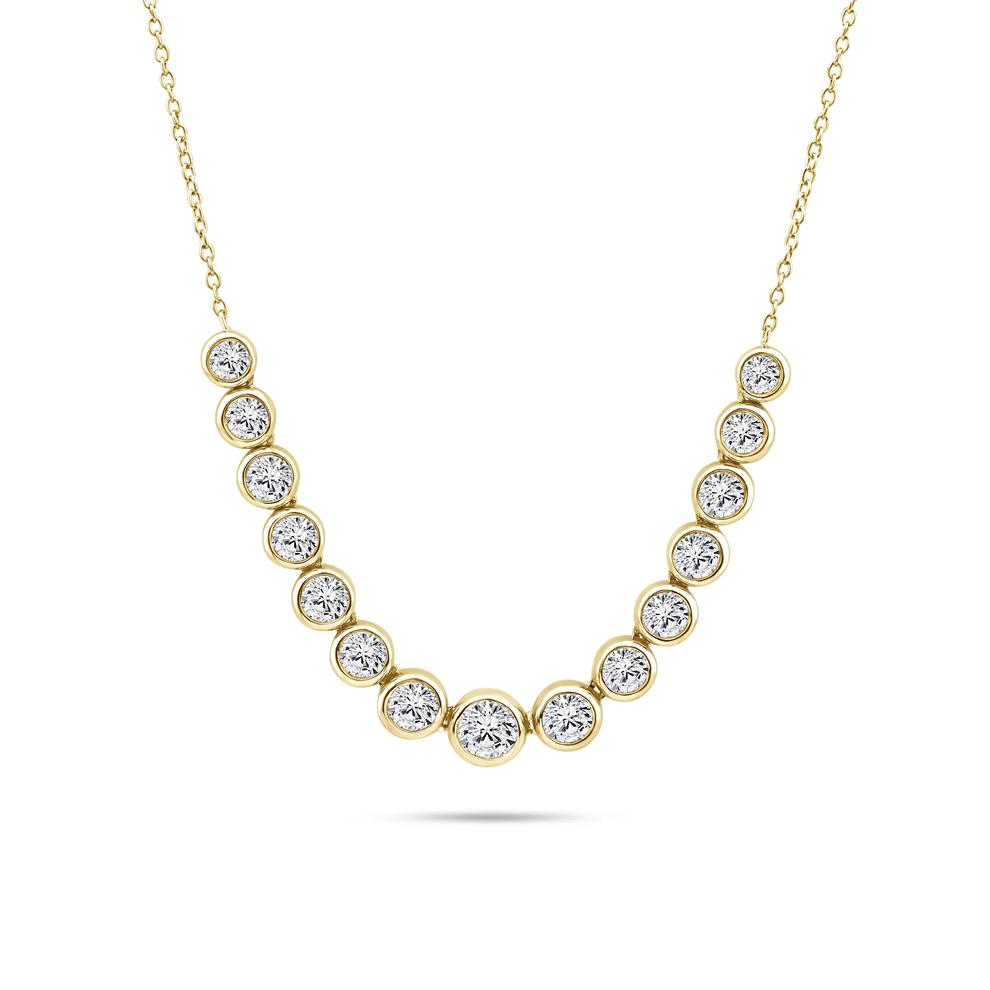 Lab Grown Diamond Graduated Bezel Front Necklace in 14K Yellow Gold (3 ct. tw.) – Image 1 of 4