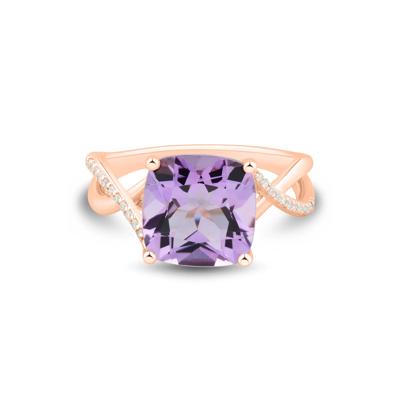 Amethyst and Diamond Accent Ring in 10K Rose Gold