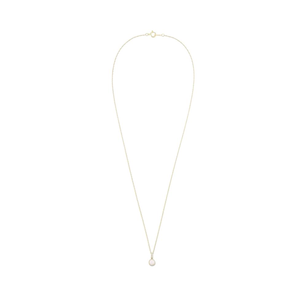 Lab-Created Opal &amp; Lab-Created White Sapphire Pendant Necklace in 10K Yellow Gold – Image 3 of 4