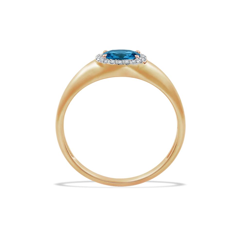 London Blue Topaz Oval Center &amp; Diamond Accent Ring in 10K Yellow Gold – Image 3 of 4
