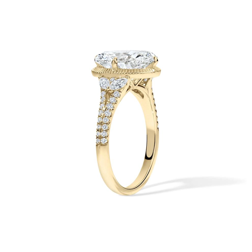 Lab Grown Diamond Oval Halo Engagement Ring in 14K Yellow Gold (3 1/3 ct. tw.) – Image 3 of 4