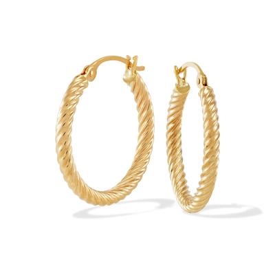 Polished Cable Tube Hoop Earrings in 14K Yellow Gold, 20x20mm