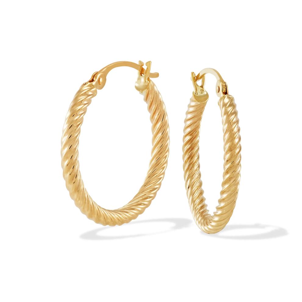 Polished Cable Tube Hoop Earrings in 14K Yellow Gold, 20x20mm – Image 1 of 2