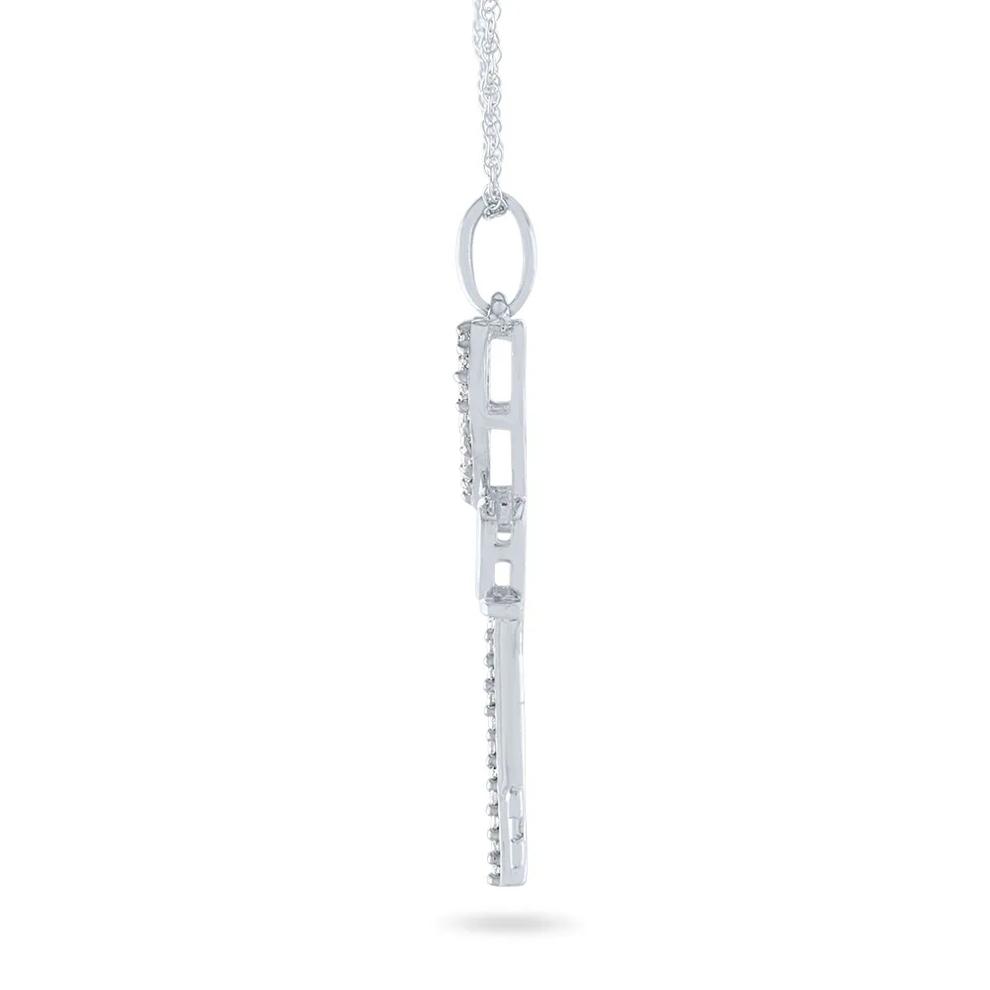 Diamond Heart Key Pendant in 10K White Gold – Image 2 of 3