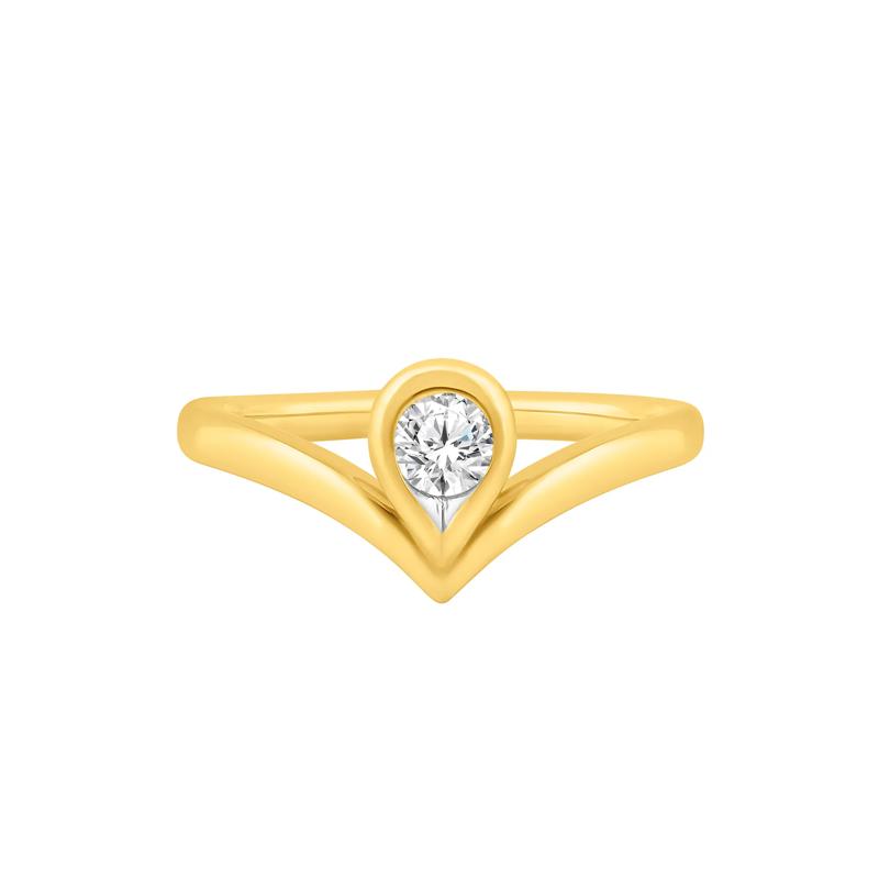 Lab Grown Diamond Chevron Teardrop Ring in 14K Yellow Gold &#40;1/3 ct. tw.&#41; – Image 1 of 3