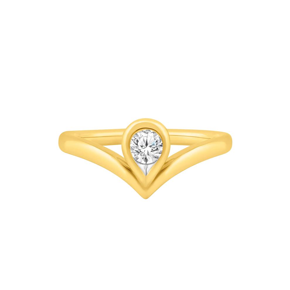 Lab Grown Diamond Chevron Teardrop Ring in 14K Yellow Gold (1/3 ct. tw.) – Image 1 of 3