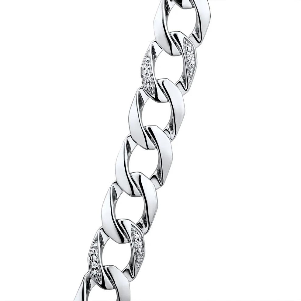 Men&rsquo;s Diamond Curb Chain Necklace in Sterling Silver, 22" (1/8 ct. tw.) – Image 3 of 4