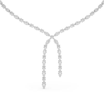 Lab Grown Diamond Round & Marquise Lariat Necklace in 14K White Gold (20 ct. tw.)
