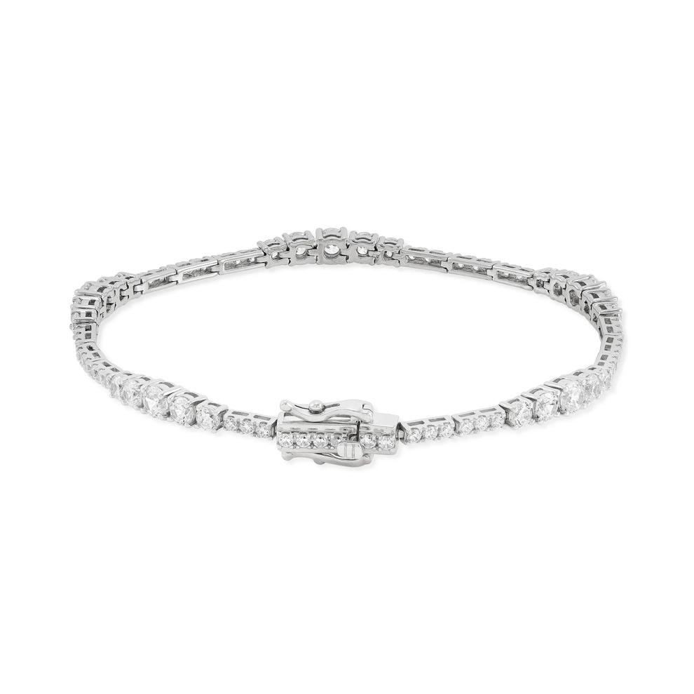 Lab Grown Diamond Graduated Wave Tennis Bracelet in 10K White Gold, 7" (3 1/2 ct. tw.) – Image 2 of 2