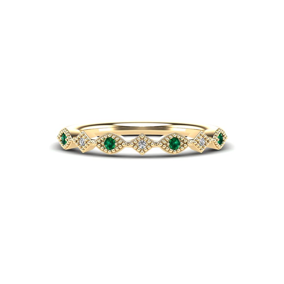 Emerald &amp; Diamond Accent Stack Band in 10K Yellow Gold – Image 1 of 4