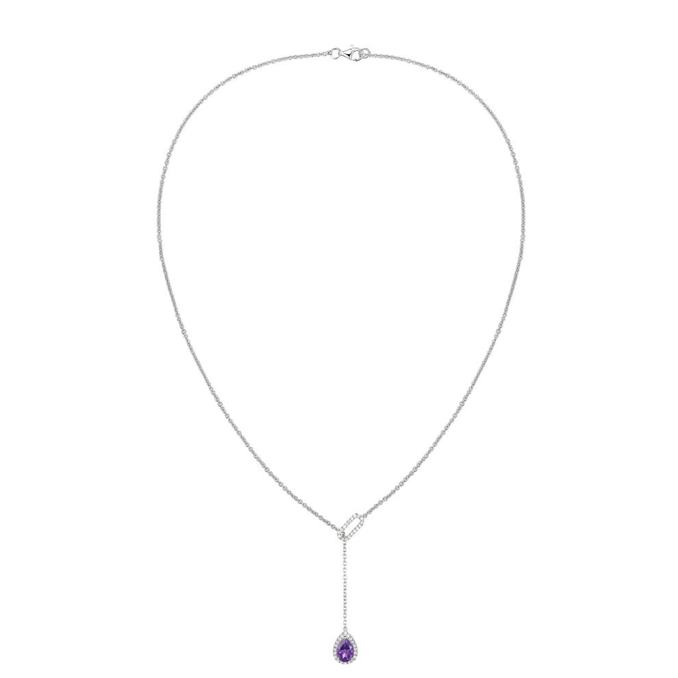 Lab-Created Amethyst &amp; Lab-Created White Sapphire Lariat Necklace in Sterling Silver – Image 4 of 4