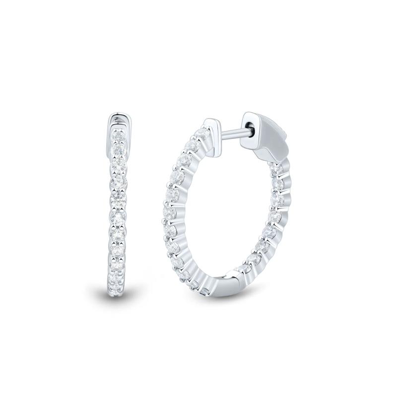 Lab Grown Diamond Inside-Out Hoop Earrings in 10K White Gold &#40;1 ct. tw.&#41; – Image 1 of 2