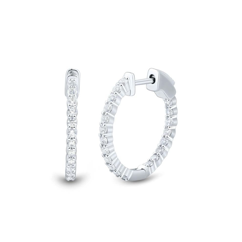 Lab Grown Diamond Inside-Out Hoop Earrings in 10K White Gold (1 ct. tw.) – Image 1 of 2