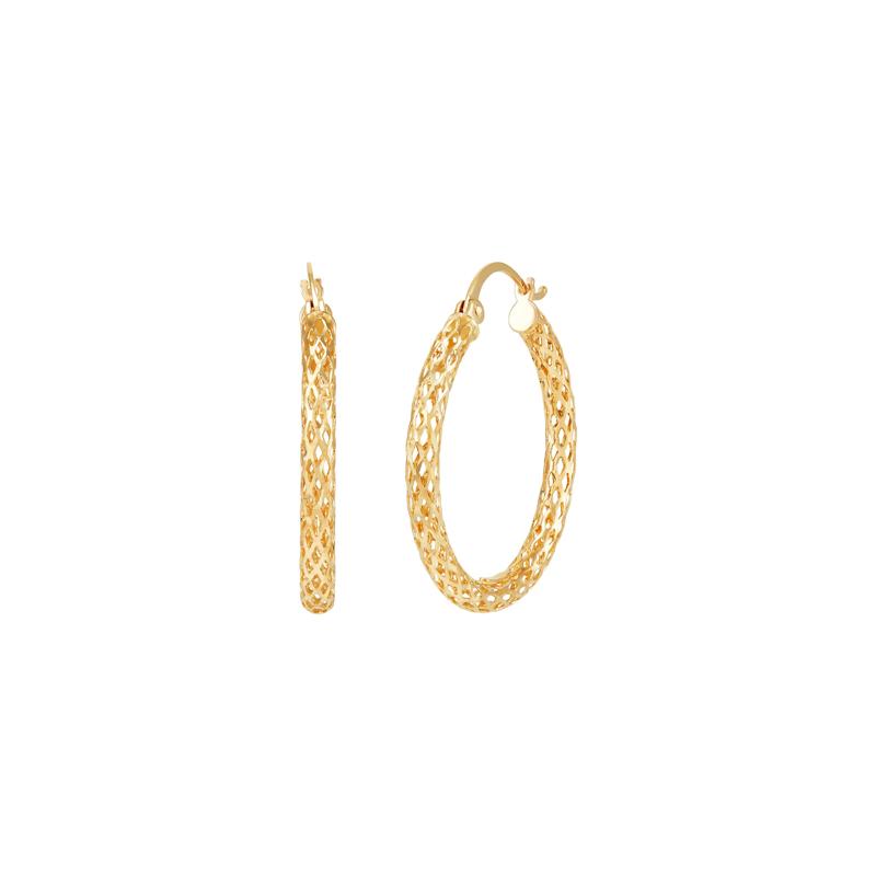 Mesh Tube Hoop Earrings in 14K Yellow Gold – Image 1 of 1