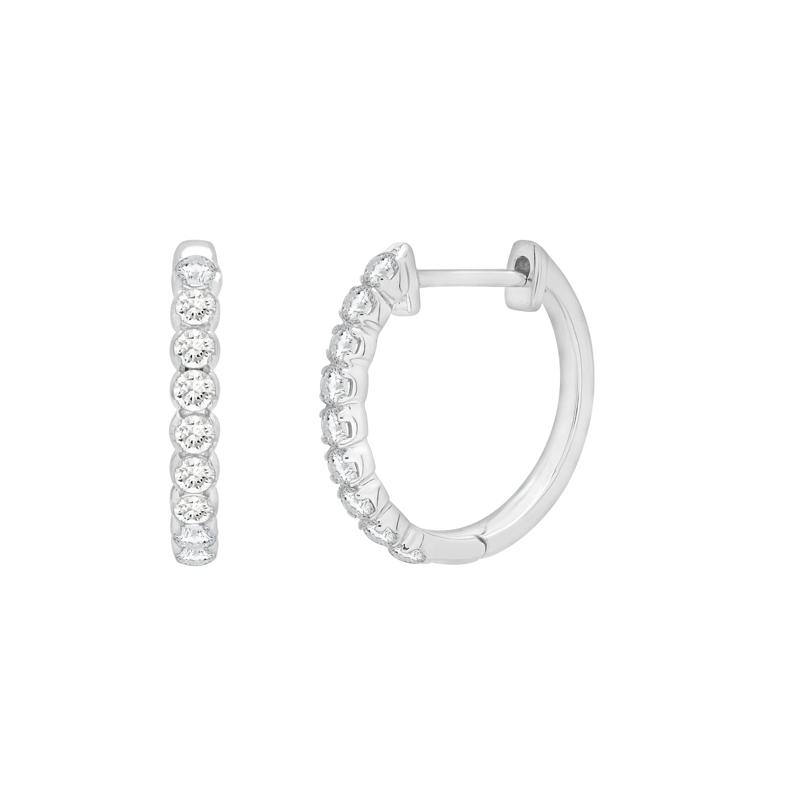 Diamond Hoop Earrings in 10K White Gold &#40;1/2 ct. tw.&#41; – Image 1 of 1